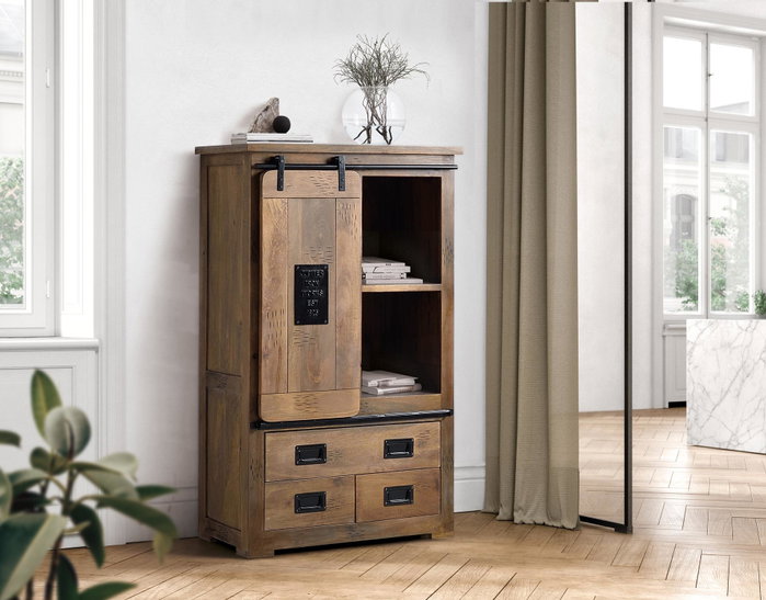 Giner y Colomer Armario Industrial de Madera de Mango con Metal, 150x90x45 cm
